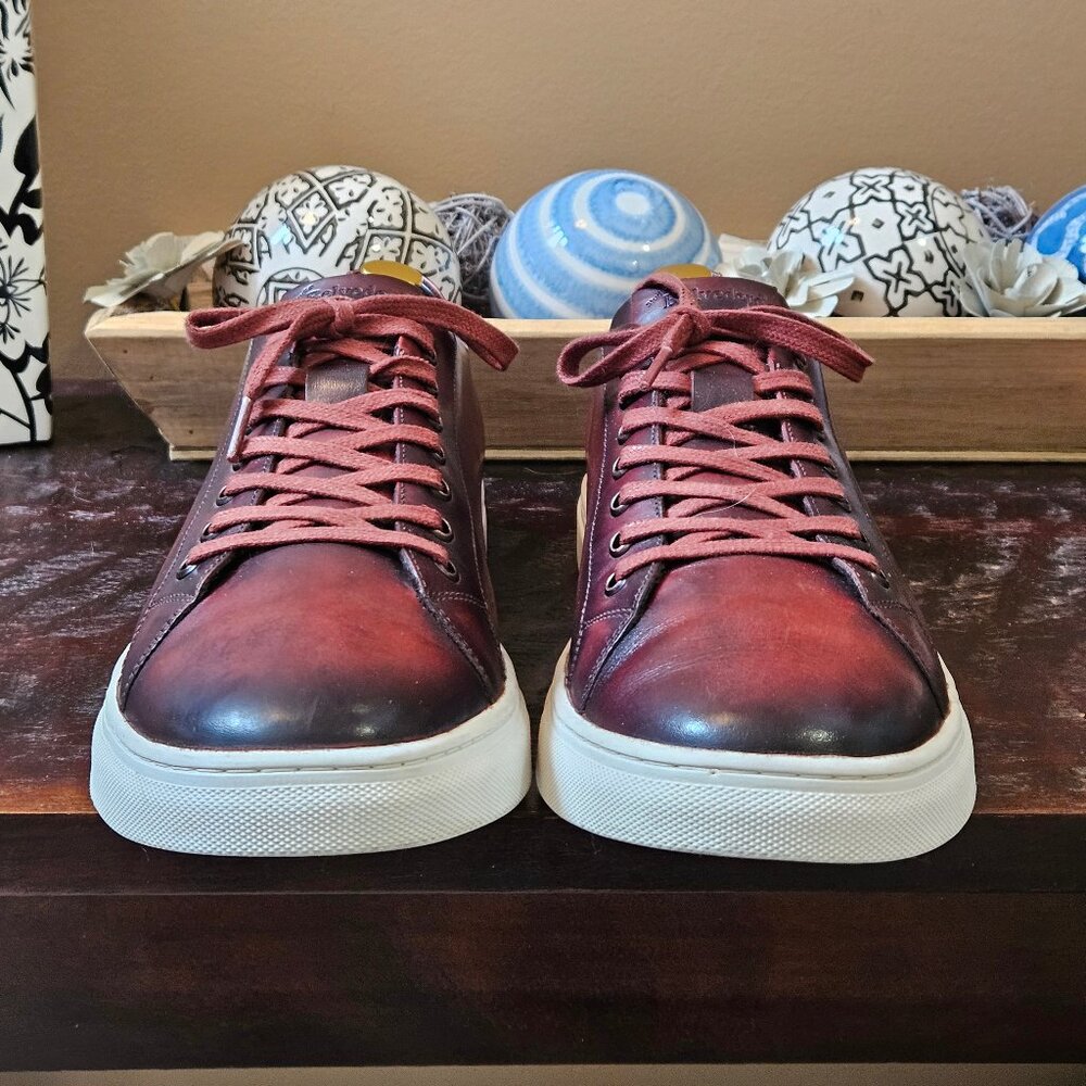 Studio Belvedere Men's 'James' Leather Sneakers, Brownish-Red, Sz 13 - Picture 4 of 16